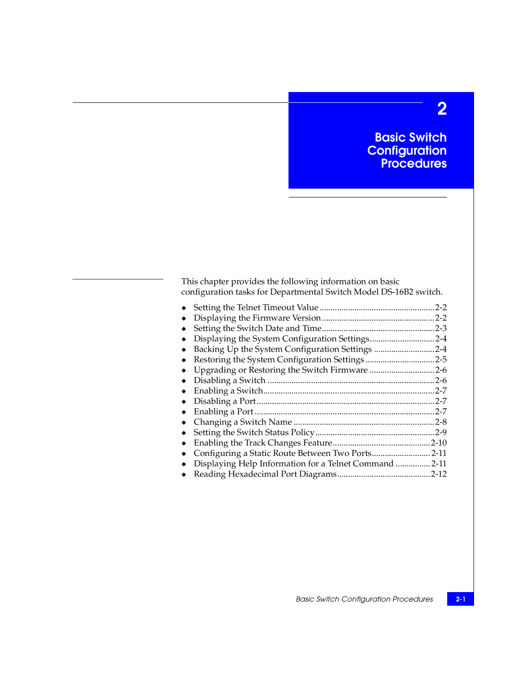 EMC DS-16B2 manual Basic Switch Configuration Procedures 