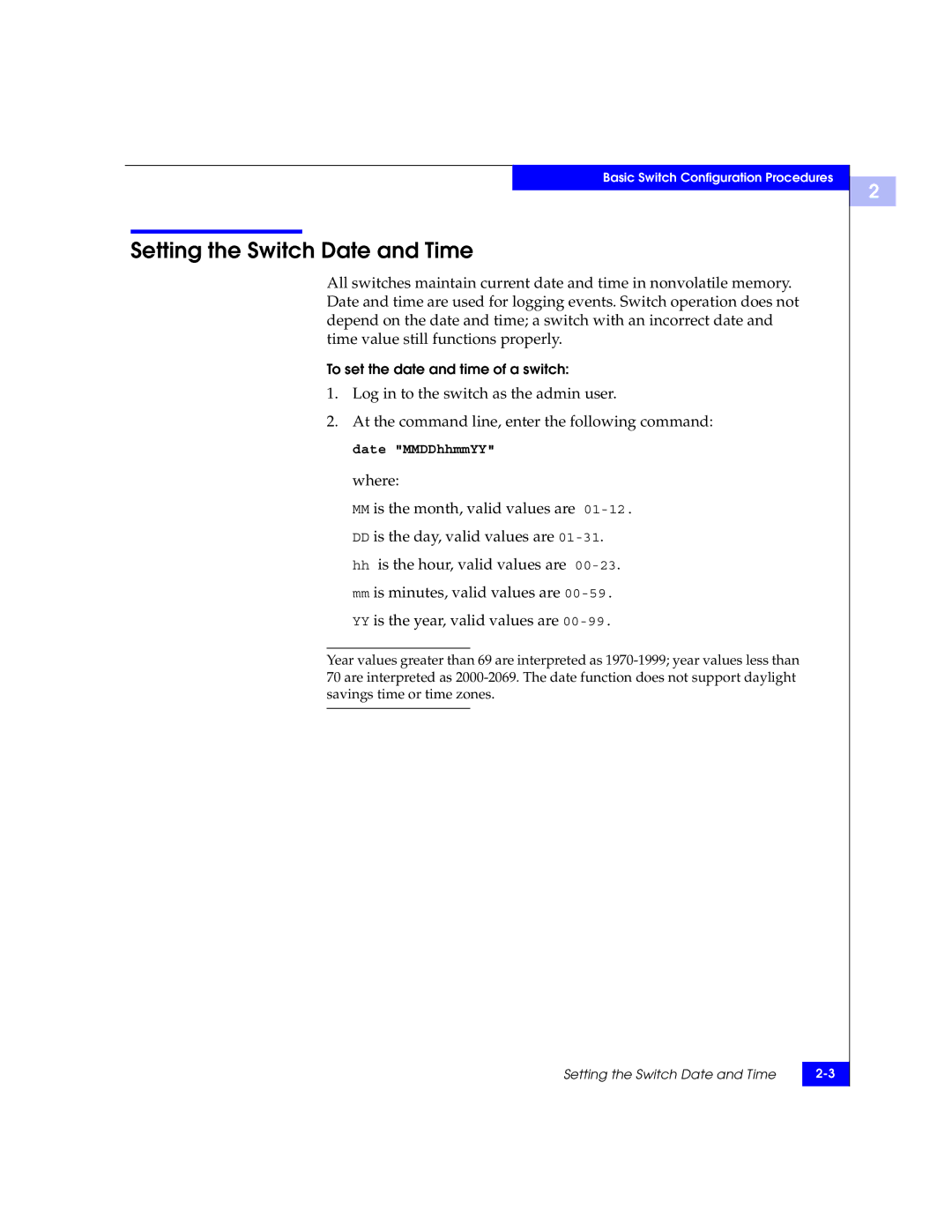 EMC DS-16B2 manual Setting the Switch Date and Time 