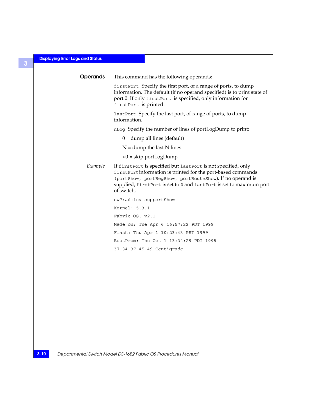 EMC DS-16B2 manual Displaying Error Logs and Status 