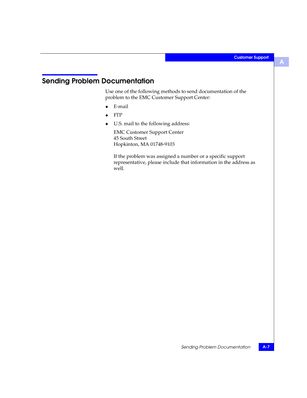 EMC DS-16B2 manual Sending Problem Documentation, Ftp 