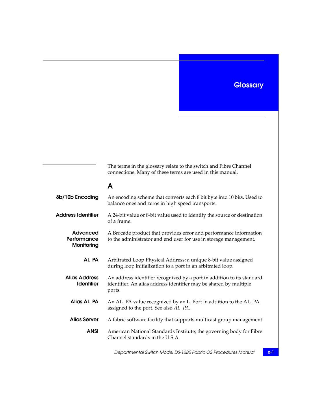 EMC DS-16B2 manual Glossary 