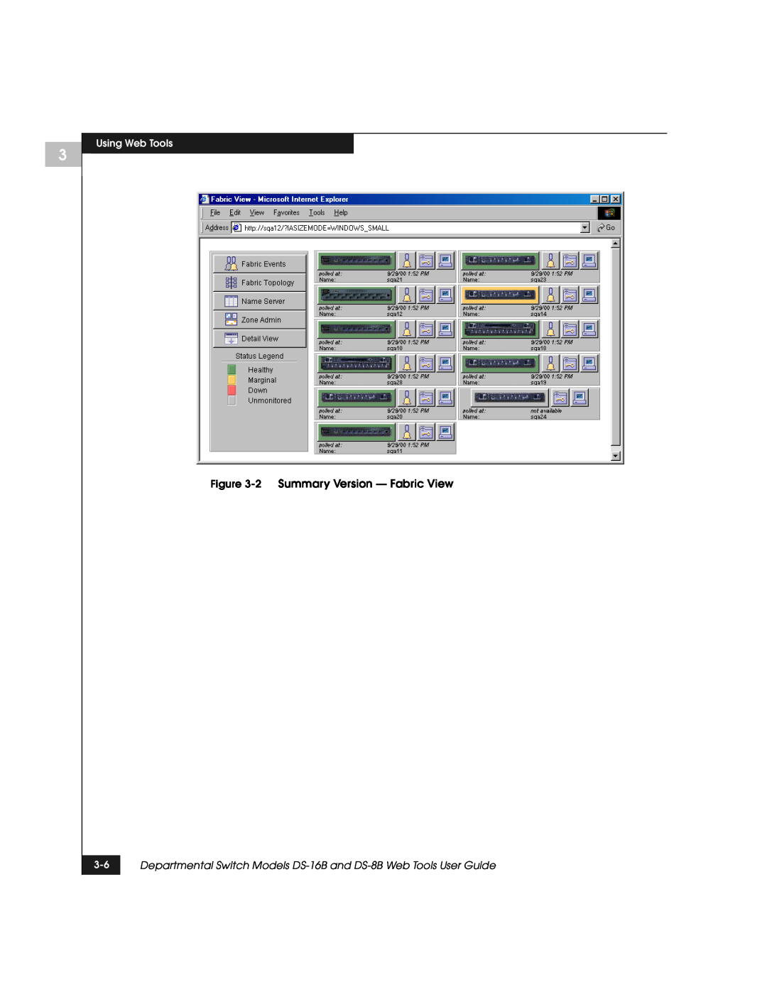 EMC DS-8B manual 2 Summary Version - Fabric View, Using Web Tools 