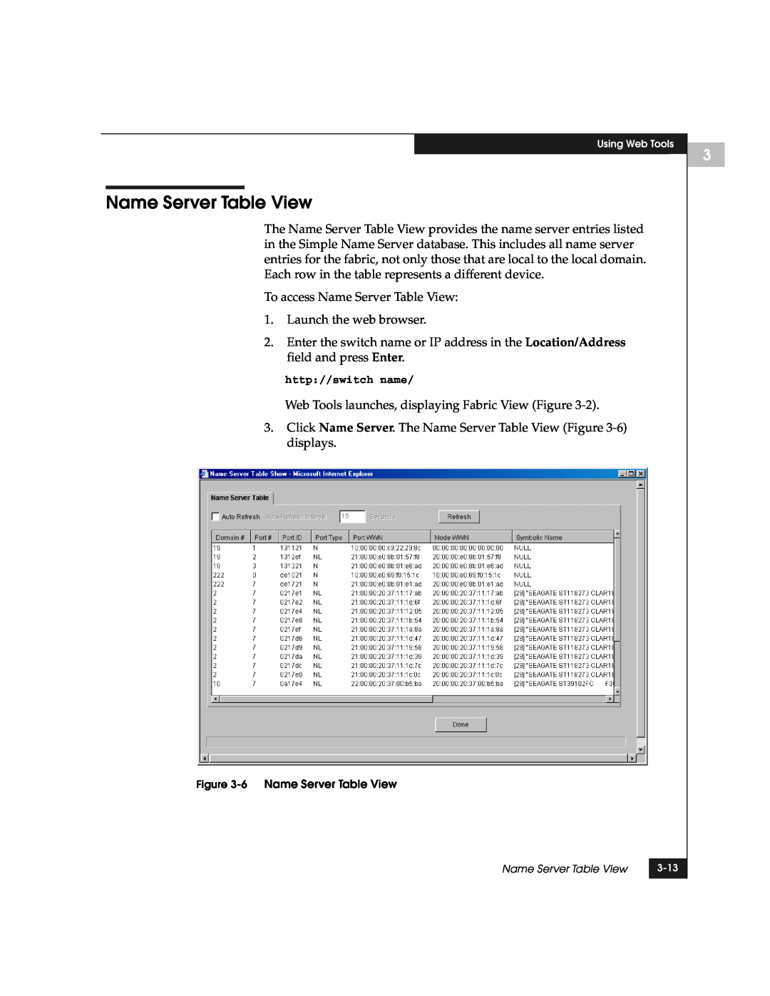 EMC DS-8B manual 6 Name Server Table View 