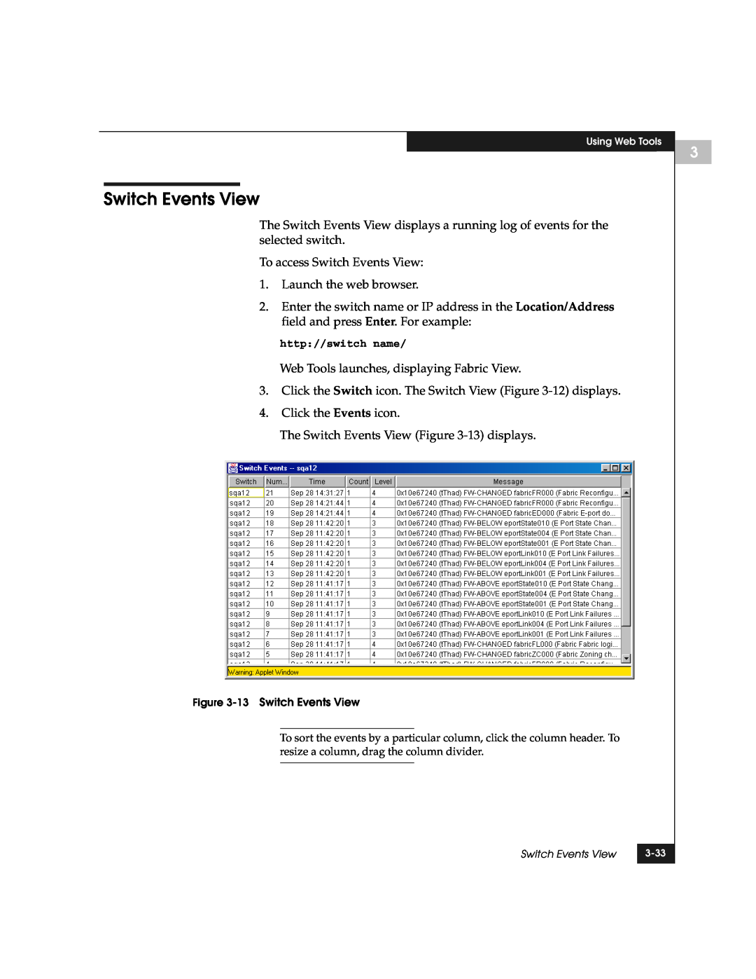 EMC DS-8B manual 13 Switch Events View 
