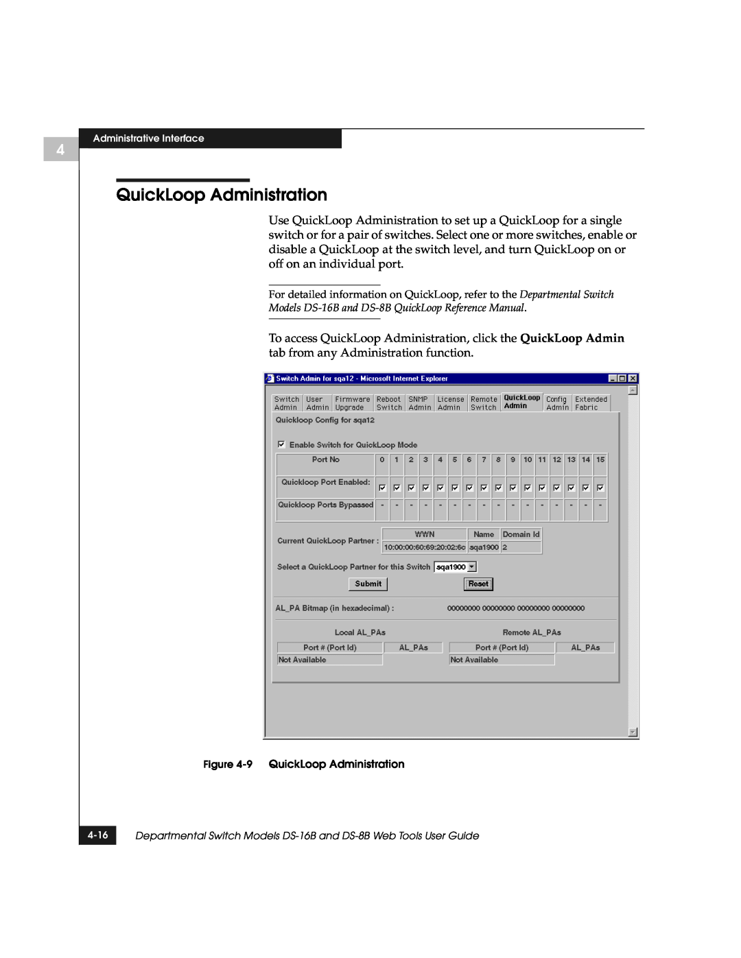 EMC DS-8B manual 9 QuickLoop Administration 