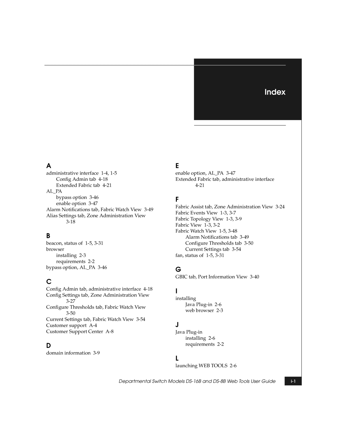 EMC DS-8B manual Index 