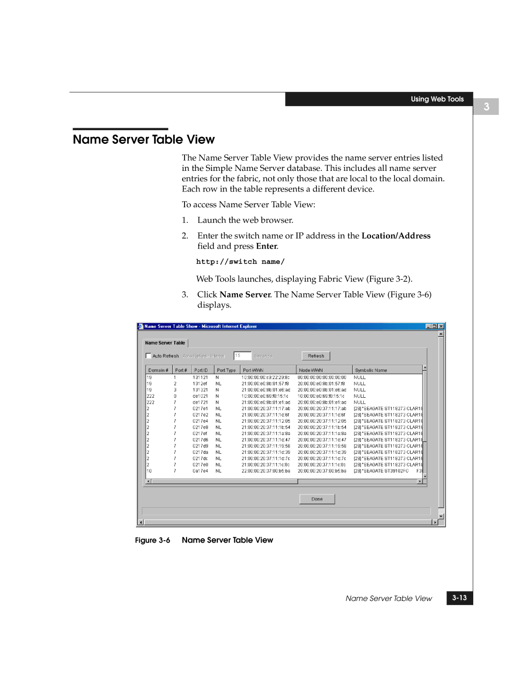 EMC DS-8B manual 6Name Server Table View 