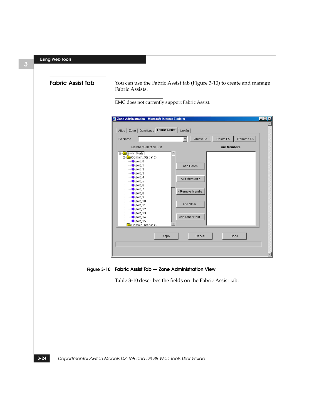 EMC DS-8B manual Fabric Assist Tab, You can use the Fabric Assist tab -10 to create and manage, Fabric Assists 