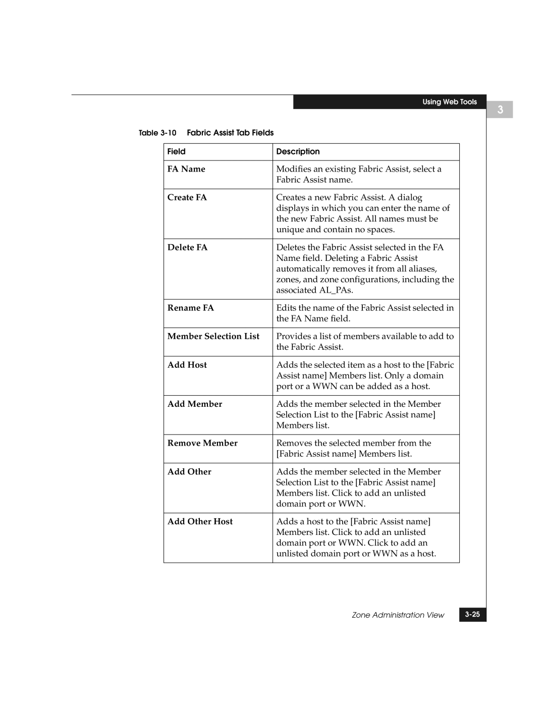 EMC DS-8B manual FA Name, Create FA, Delete FA, Rename FA, Member Selection List, Add Host, Add Other Host 