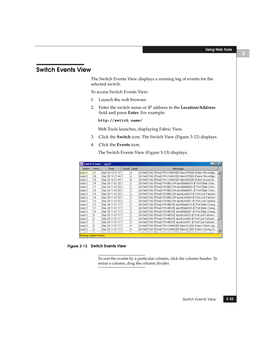 EMC DS-8B manual 13Switch Events View 