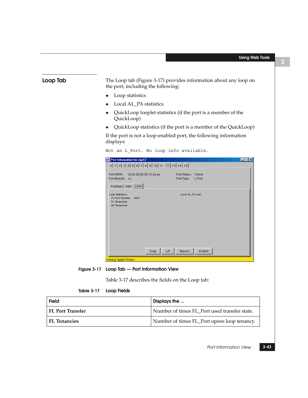 EMC DS-8B manual Loop Tab, FL Port Transfer, FL Tenancies 