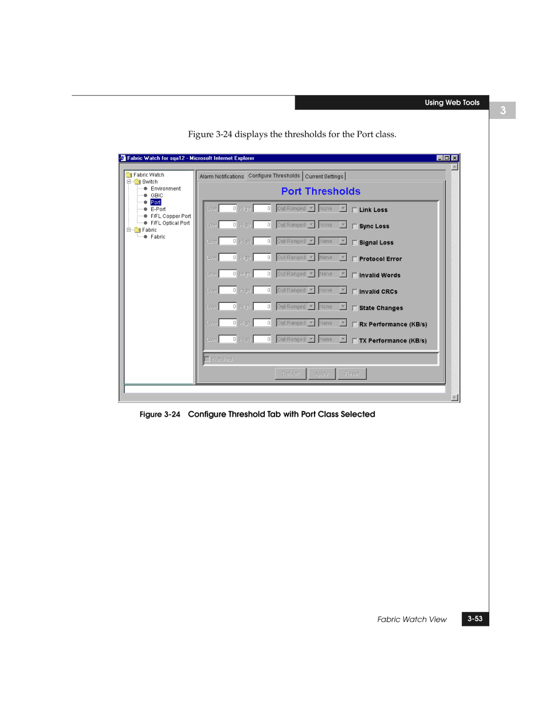 EMC DS-8B manual displays the thresholds for the Port class 