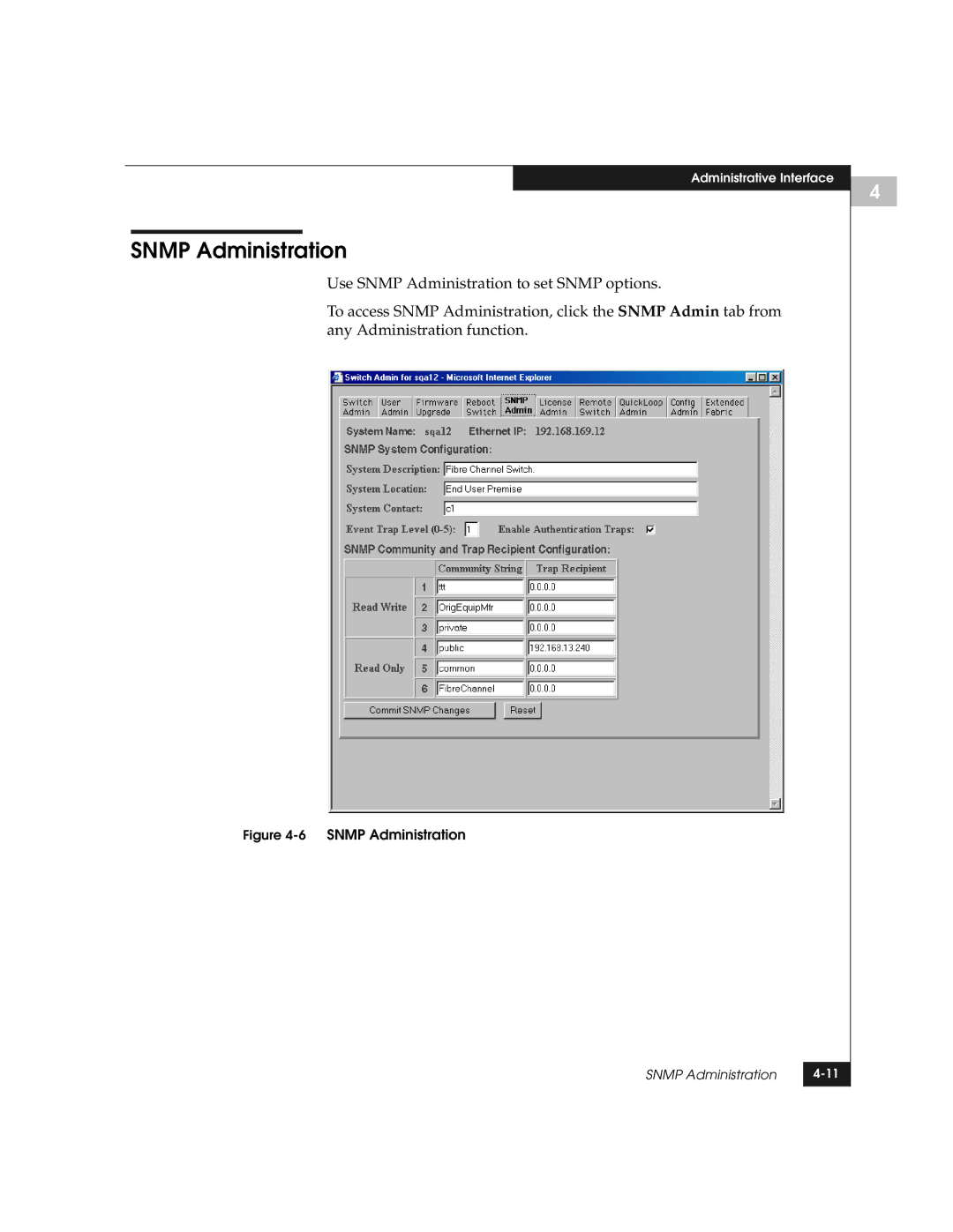 EMC DS-8B manual Snmp Administration, 6SNMP Administration 