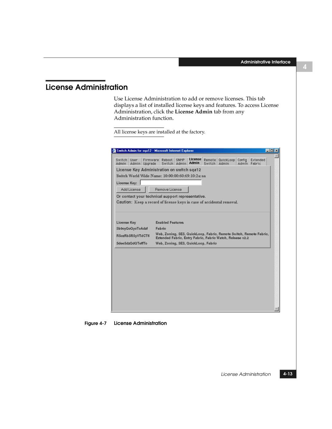 EMC DS-8B manual 7License Administration 