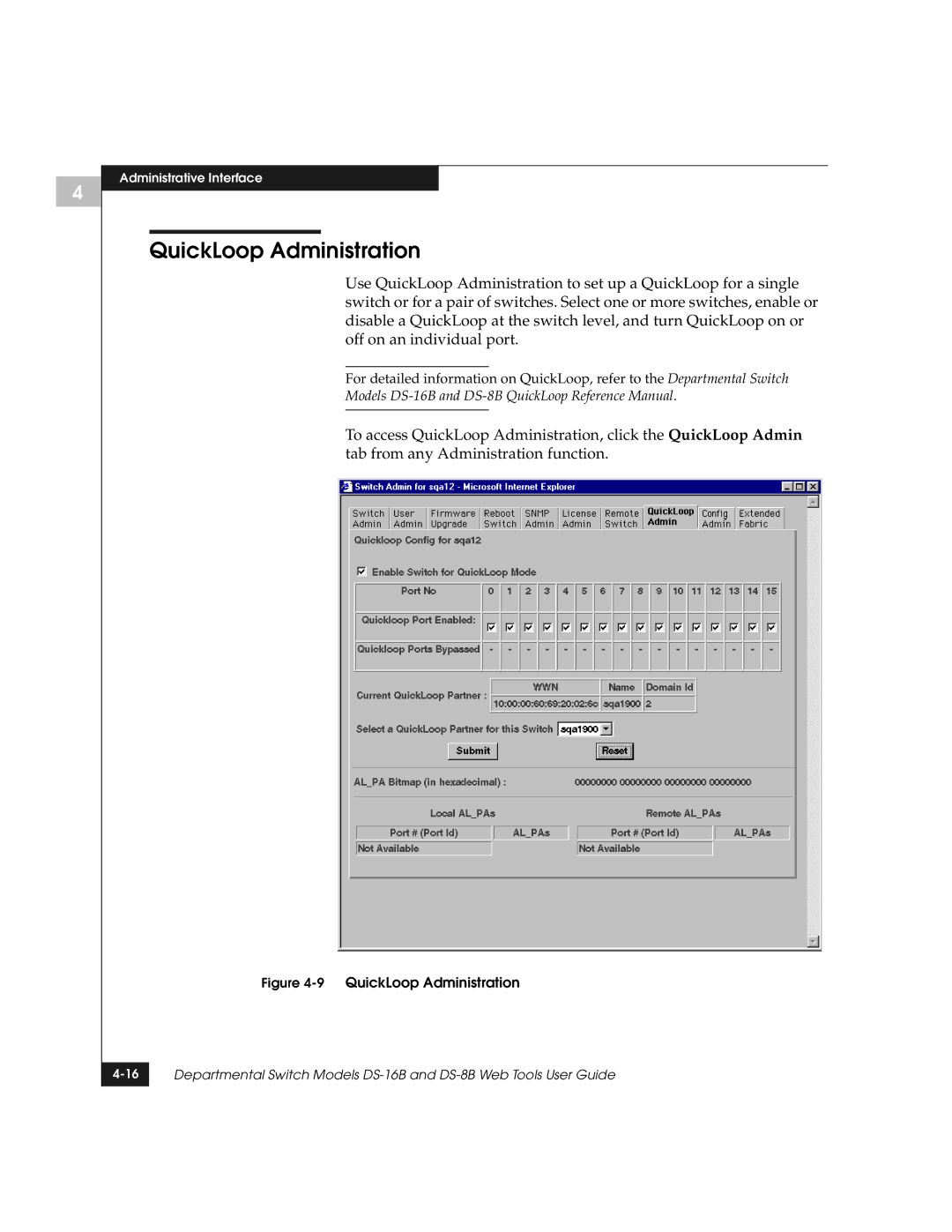 EMC DS-8B manual 9QuickLoop Administration 