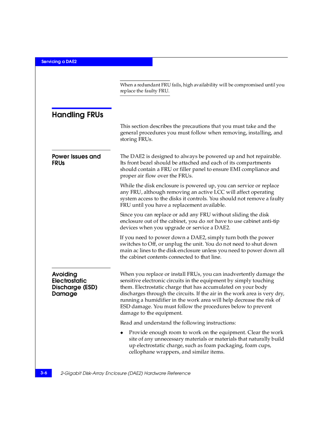 EMC FC, ATA manual Handling FRUs 