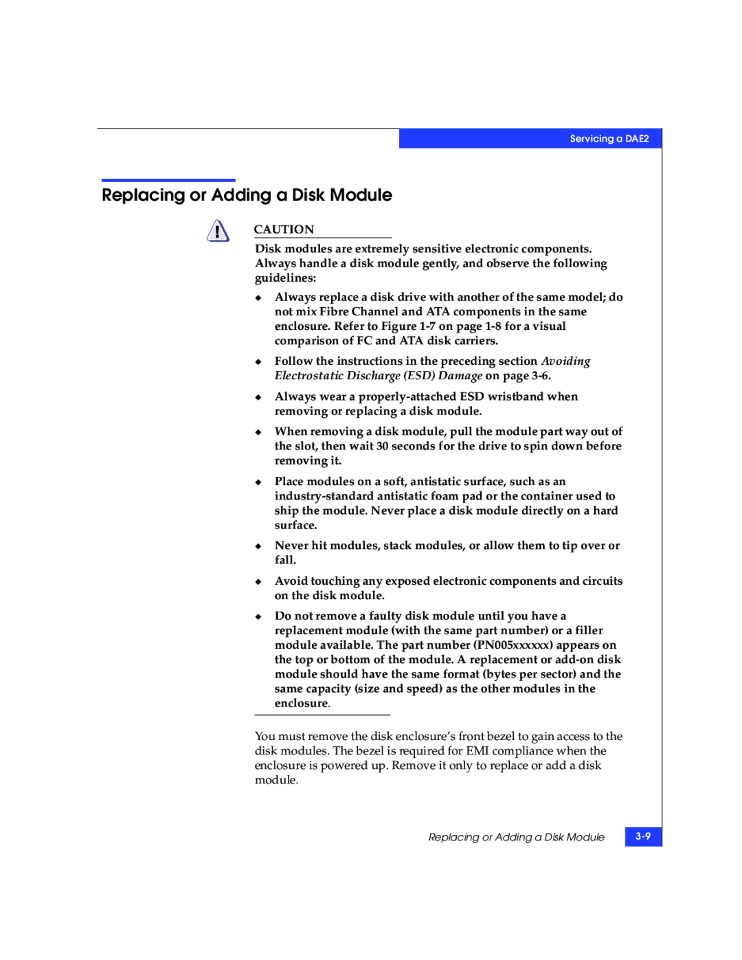 EMC ATA, FC manual Replacing or Adding a Disk Module 