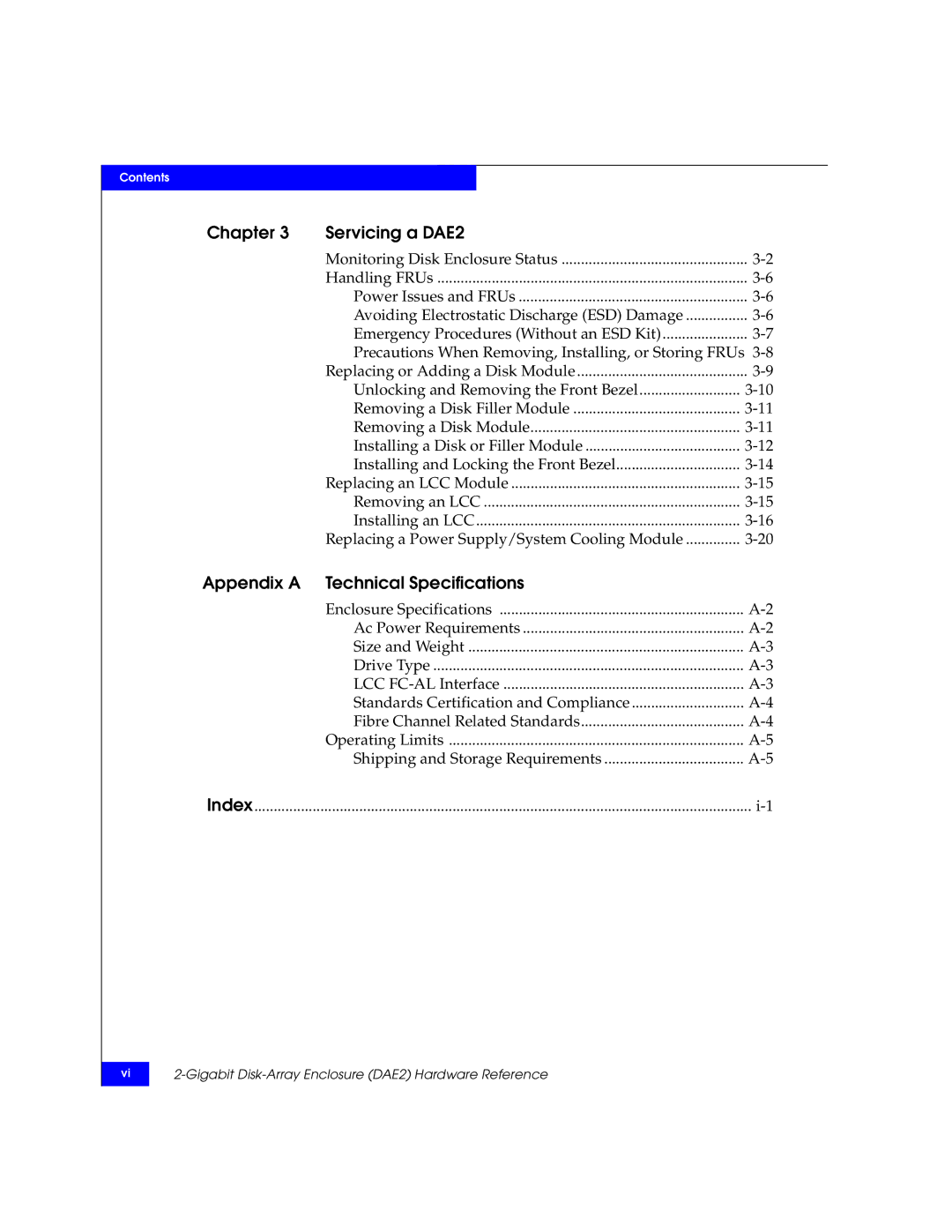 EMC FC, ATA manual Chapter Servicing a DAE2, Appendix a Technical Specifications 