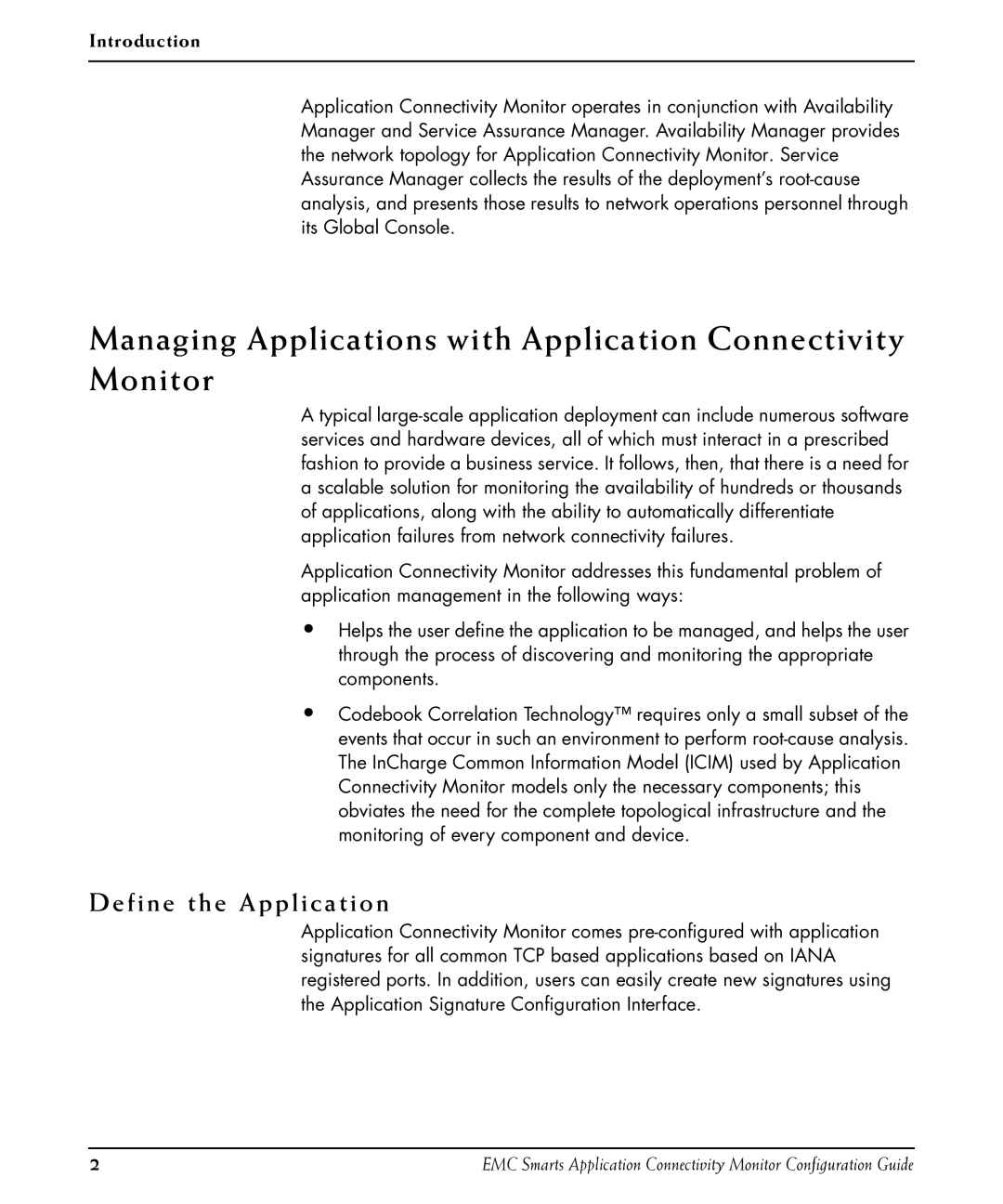 EMC OL-8950-01 manual Managing Applications with Application Connectivity Monitor, Define the Application, Introduction 