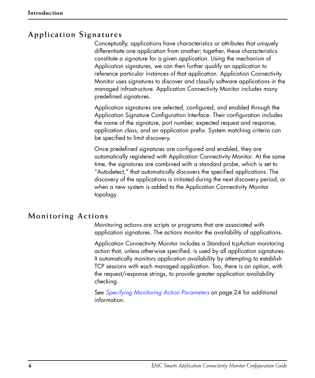 EMC OL-8950-01 manual Application Signatures, Monitoring Actions 