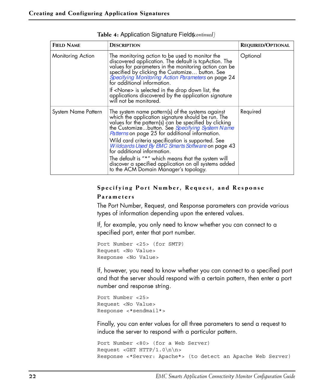 EMC OL-8950-01 manual Port Number 25 for Smtp Request No Value Response No Value 