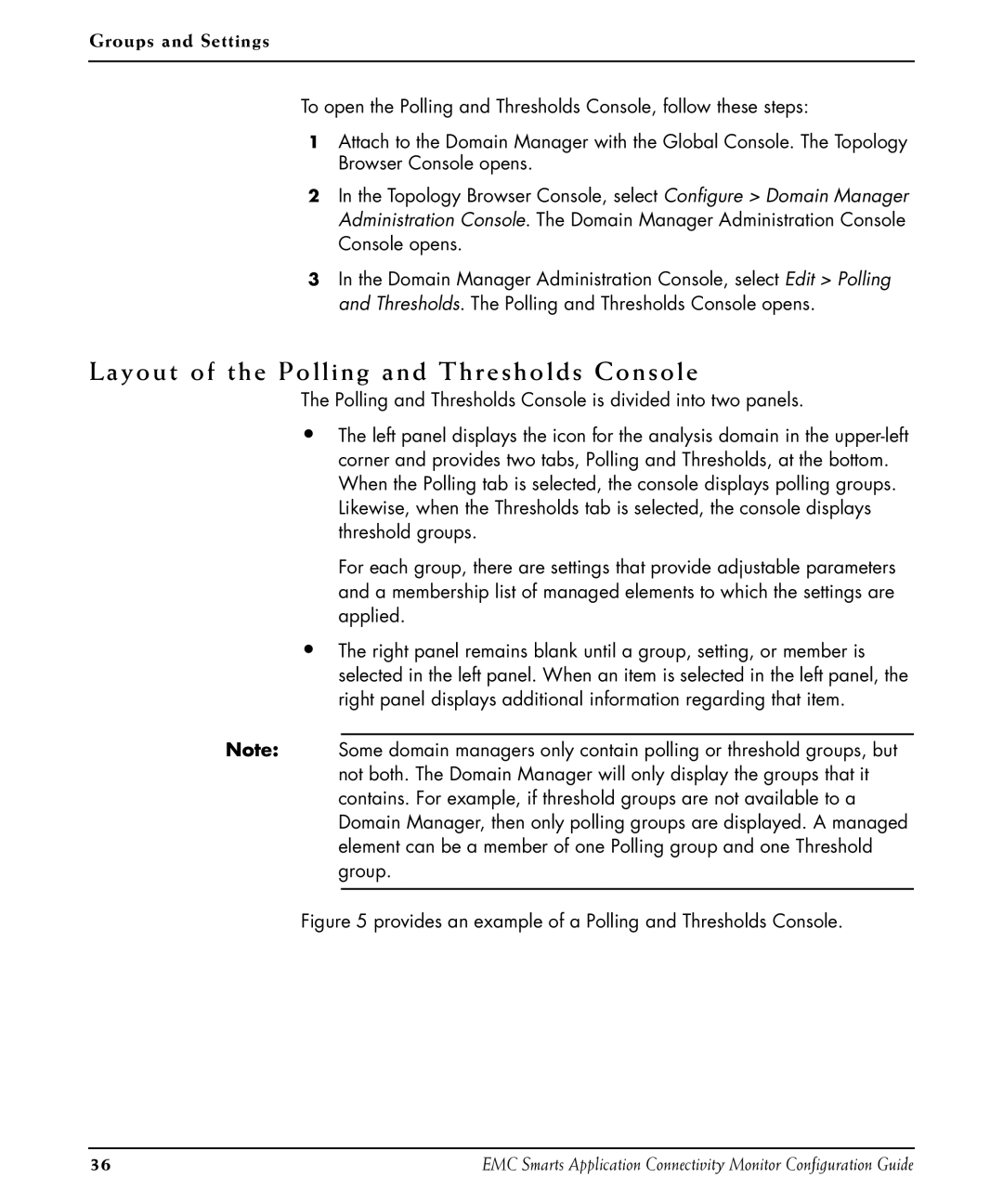 EMC OL-8950-01 manual Layout of the Polling and Thresholds Console, Provides an example of a Polling and Thresholds Console 