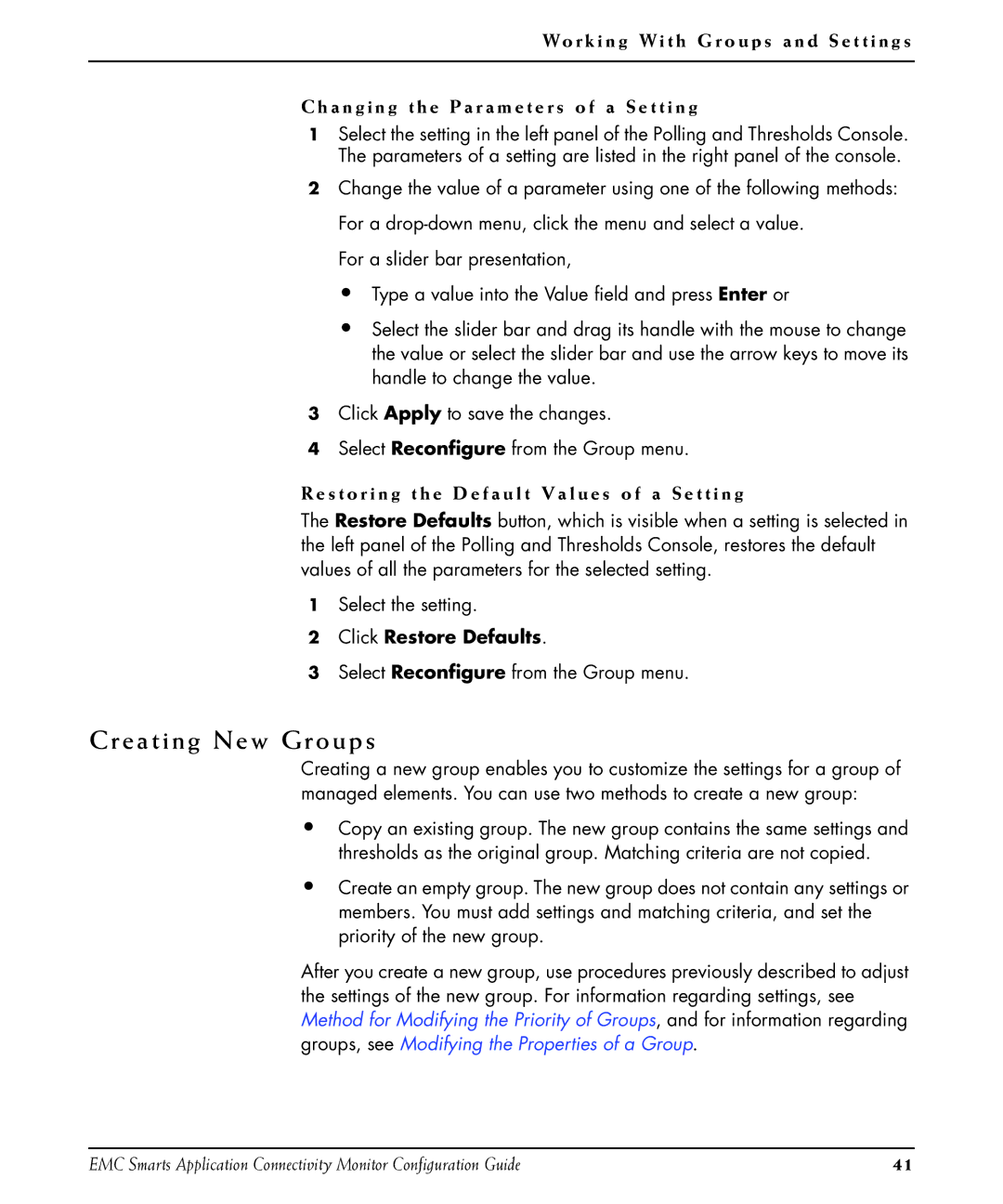 EMC OL-8950-01 manual Creating New Groups 