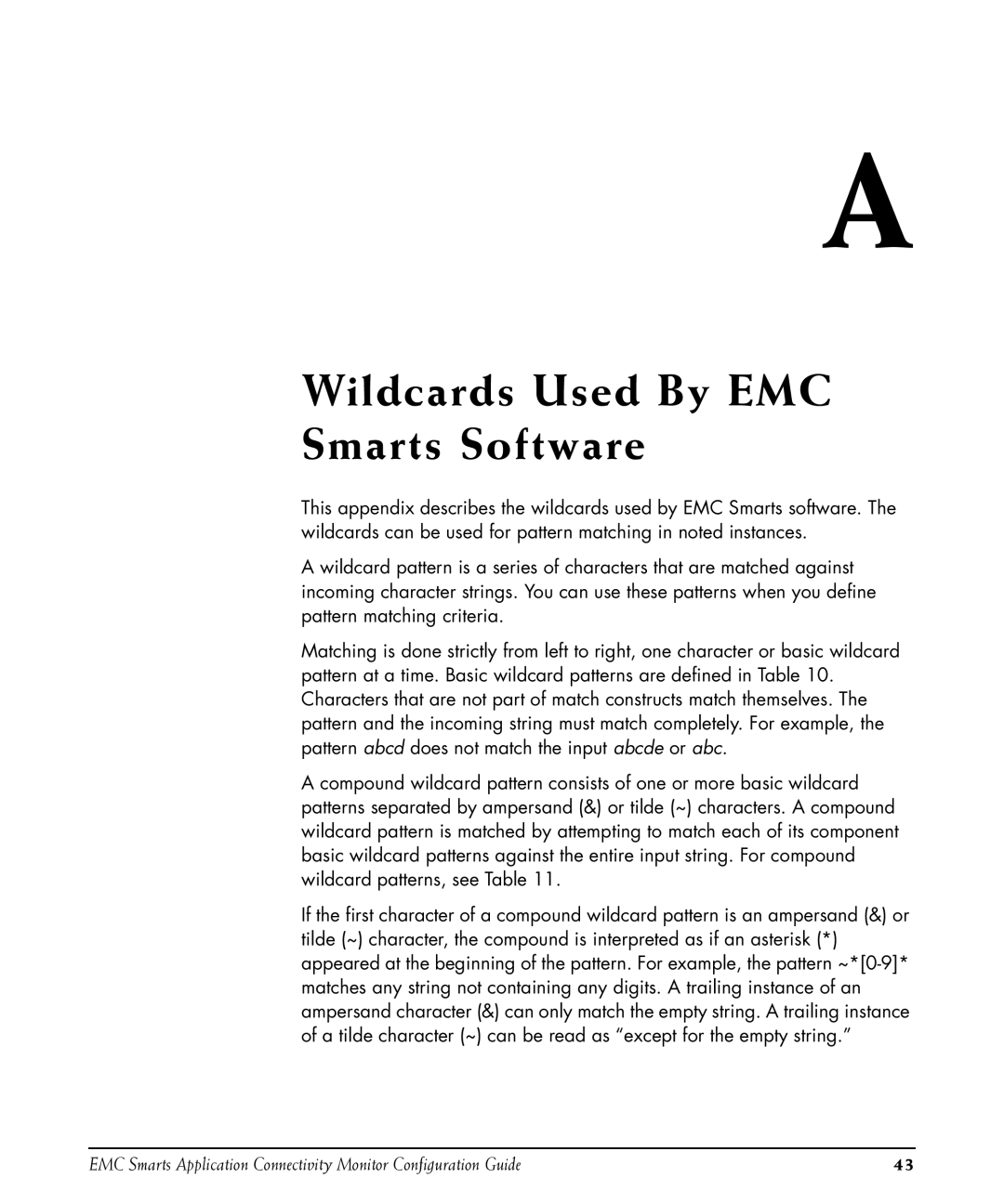 EMC OL-8950-01 manual Wildcards Used By EMC Smarts Software 