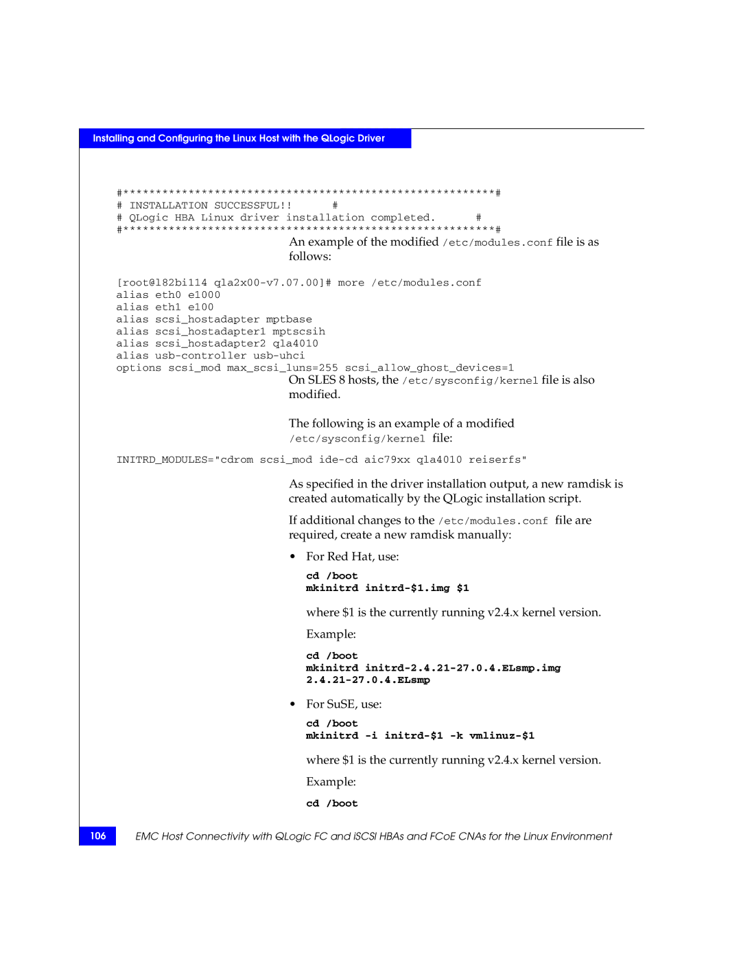 EMC P/N 300-002-803 manual For SuSE, use 