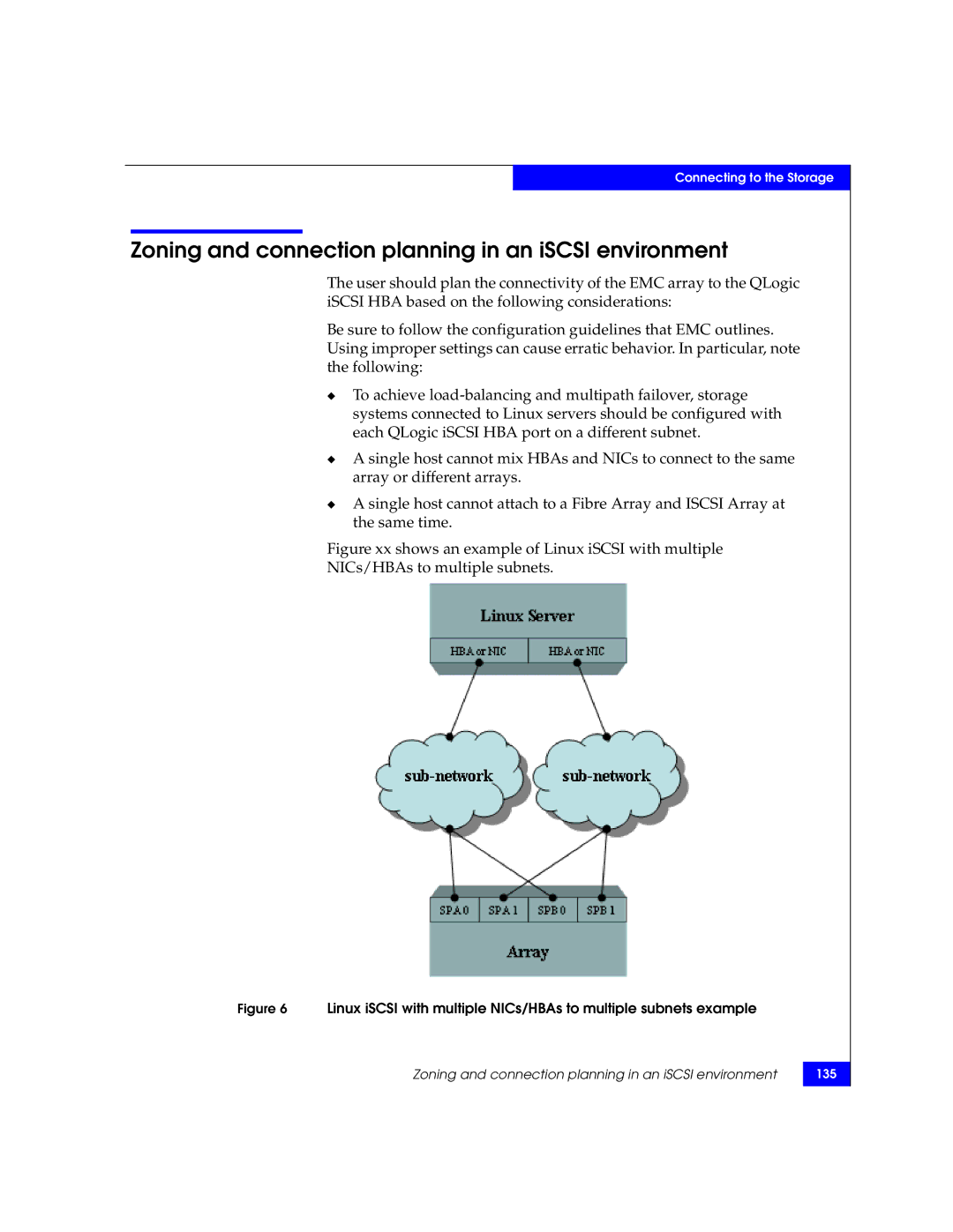 EMC P/N 300-002-803 manual Zoning and connection planning in an iSCSI environment 