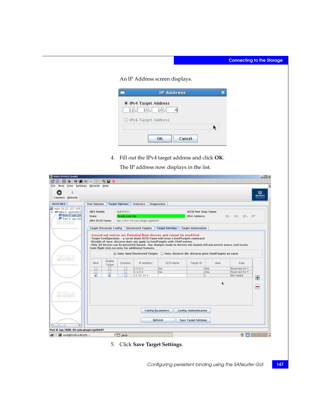 EMC P/N 300-002-803 manual Click Save Target Settings 