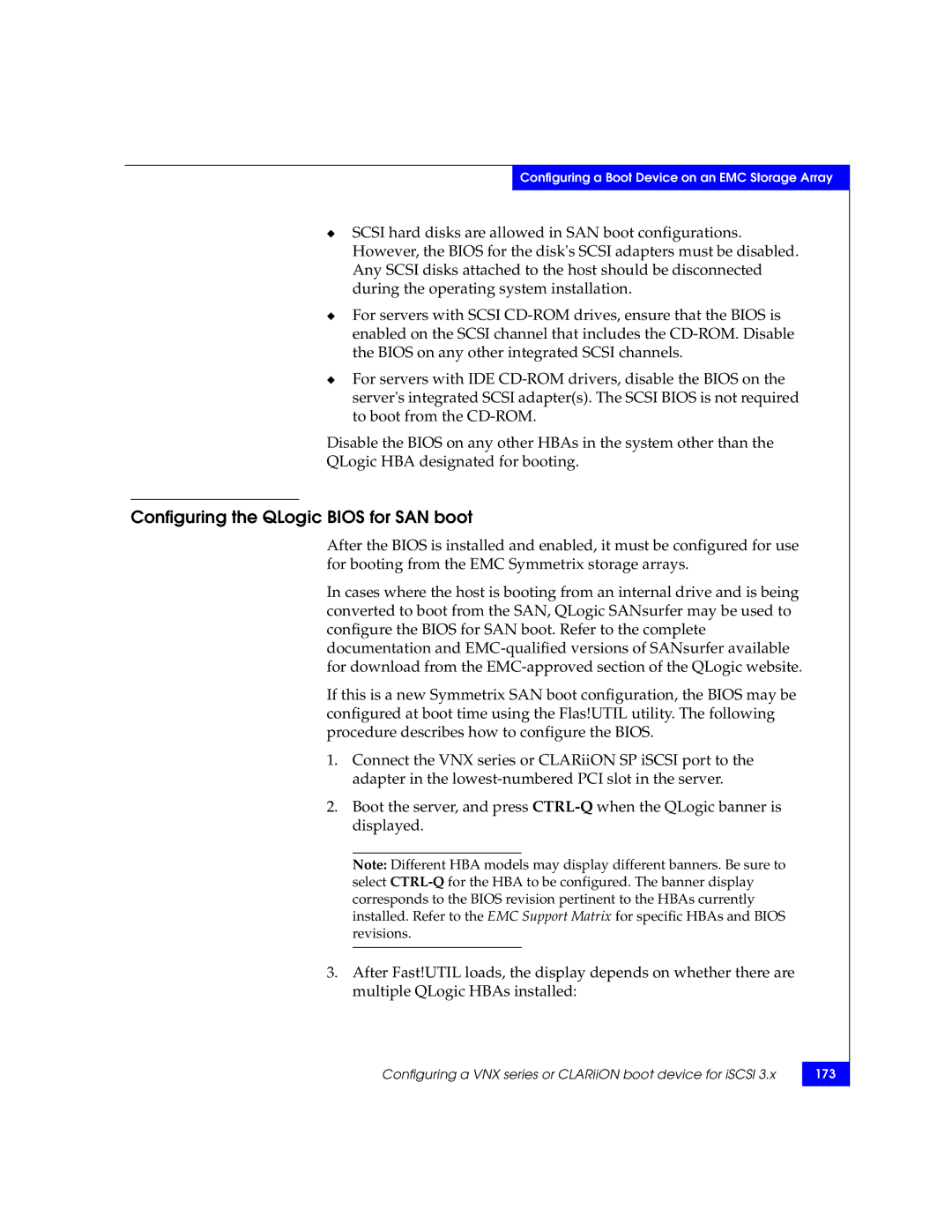 EMC P/N 300-002-803 manual Configuring a VNX series or CLARiiON boot device for iSCSI 