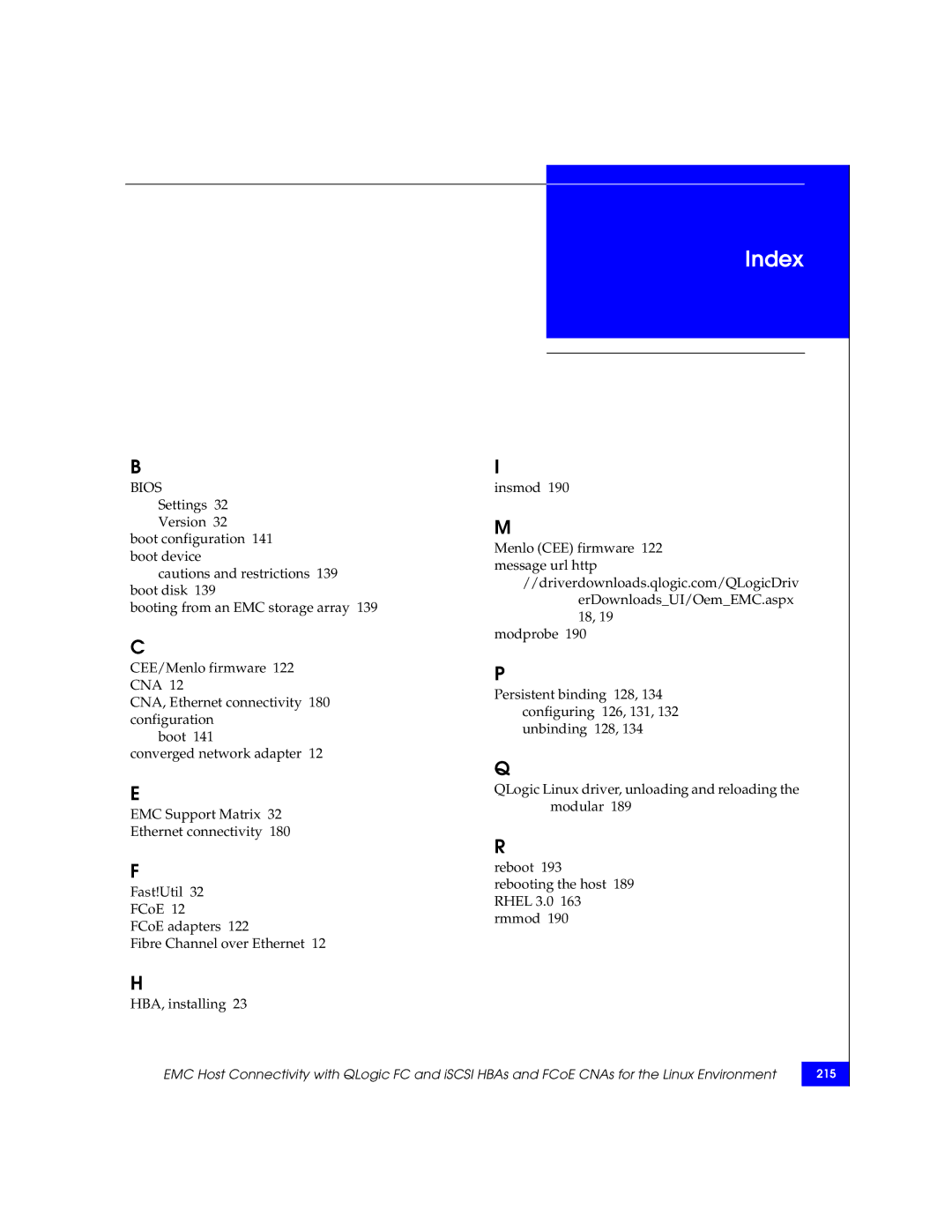 EMC P/N 300-002-803 manual Index 