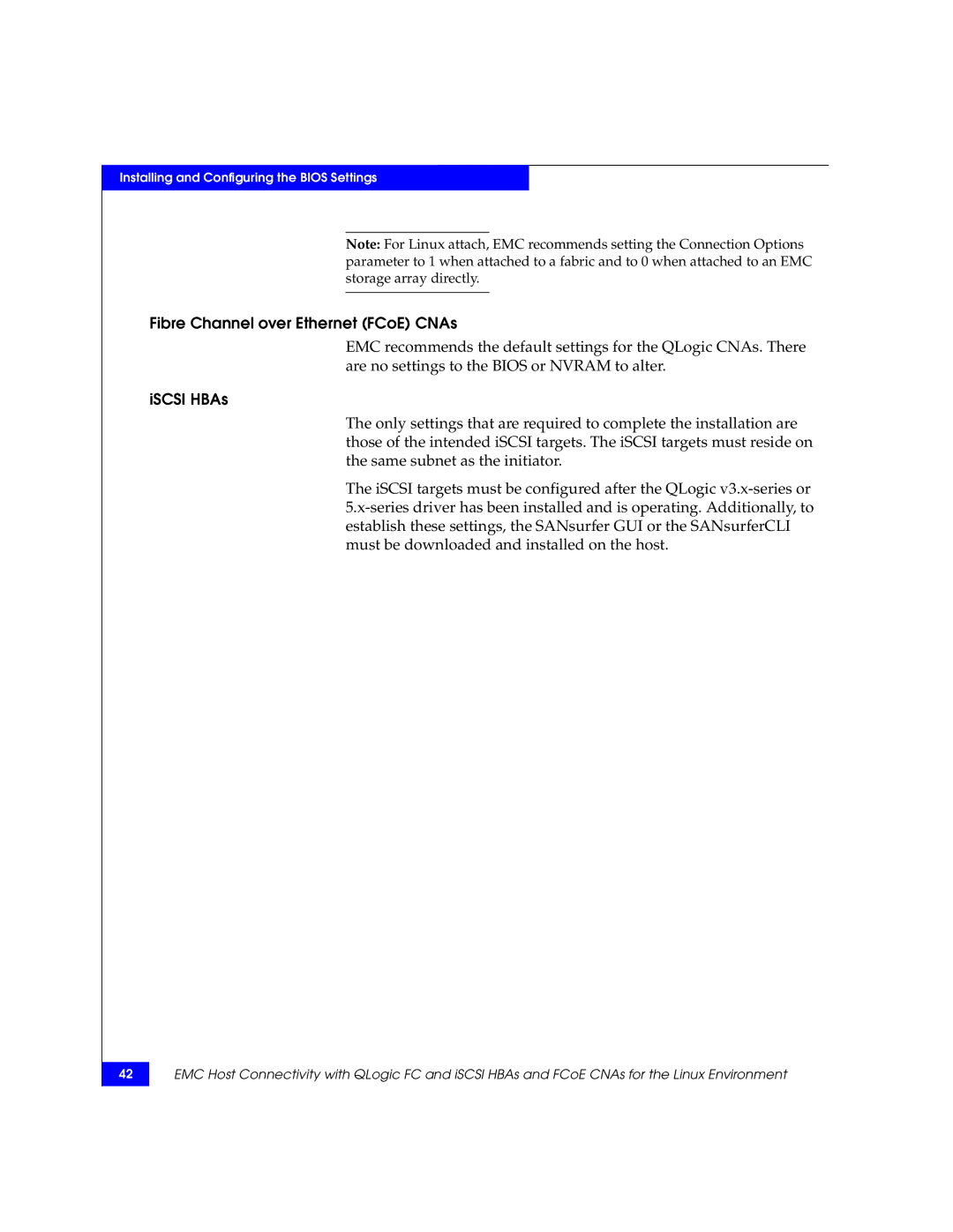 EMC P/N 300-002-803 manual Fibre Channel over Ethernet FCoE CNAs, ISCSI HBAs 