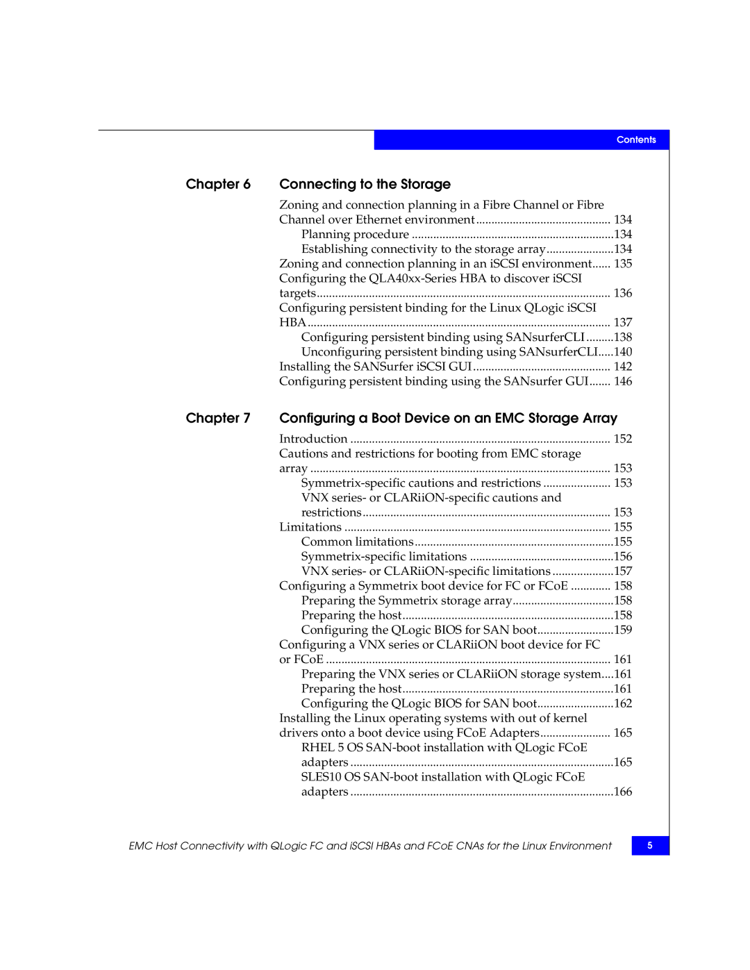 EMC P/N 300-002-803 Chapter Connecting to the Storage, Chapter Configuring a Boot Device on an EMC Storage Array, 137 