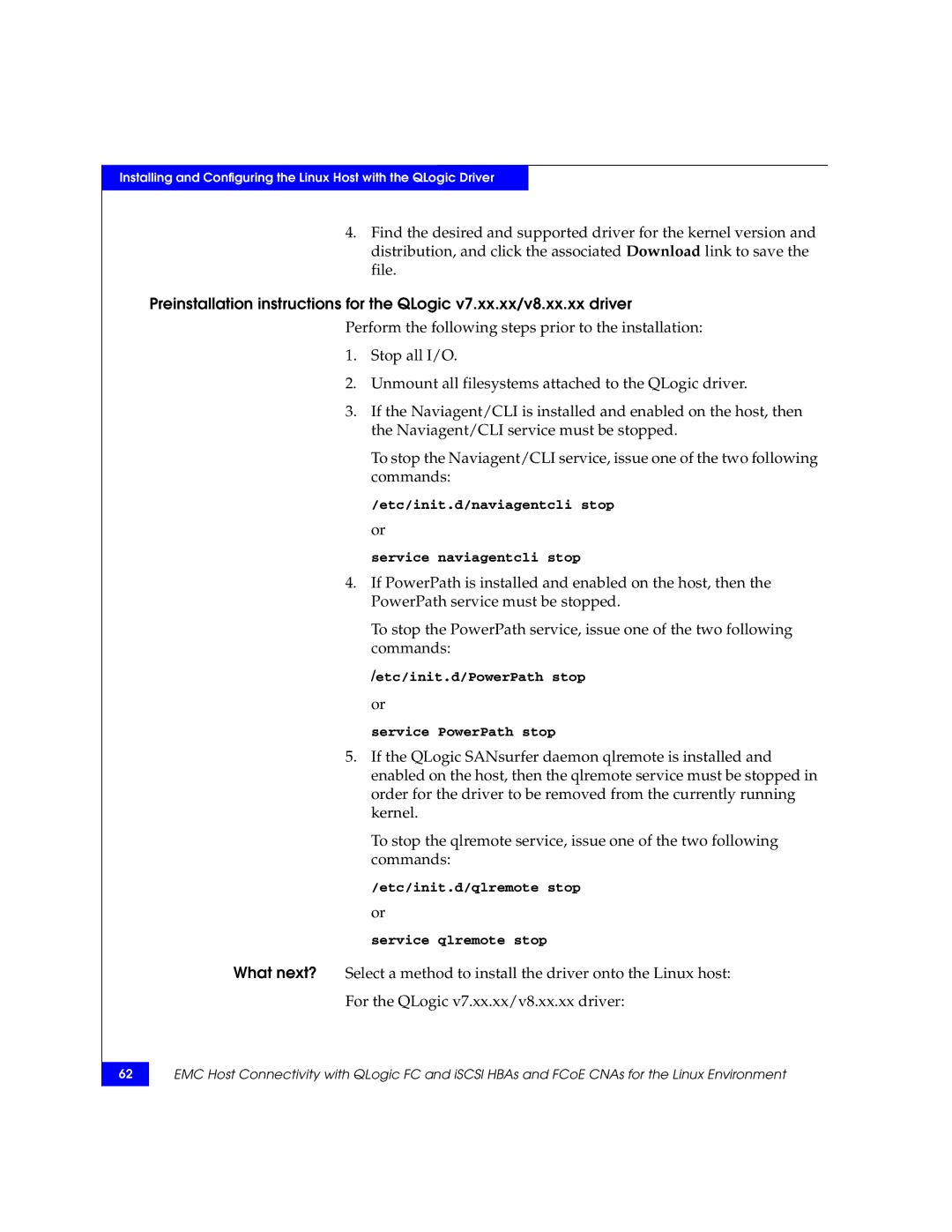 EMC P/N 300-002-803 manual Service naviagentcli stop 