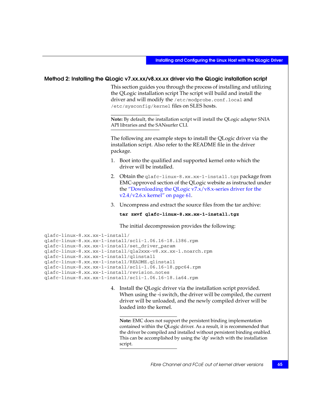 EMC P/N 300-002-803 manual API libraries and the SANsurfer CLI 