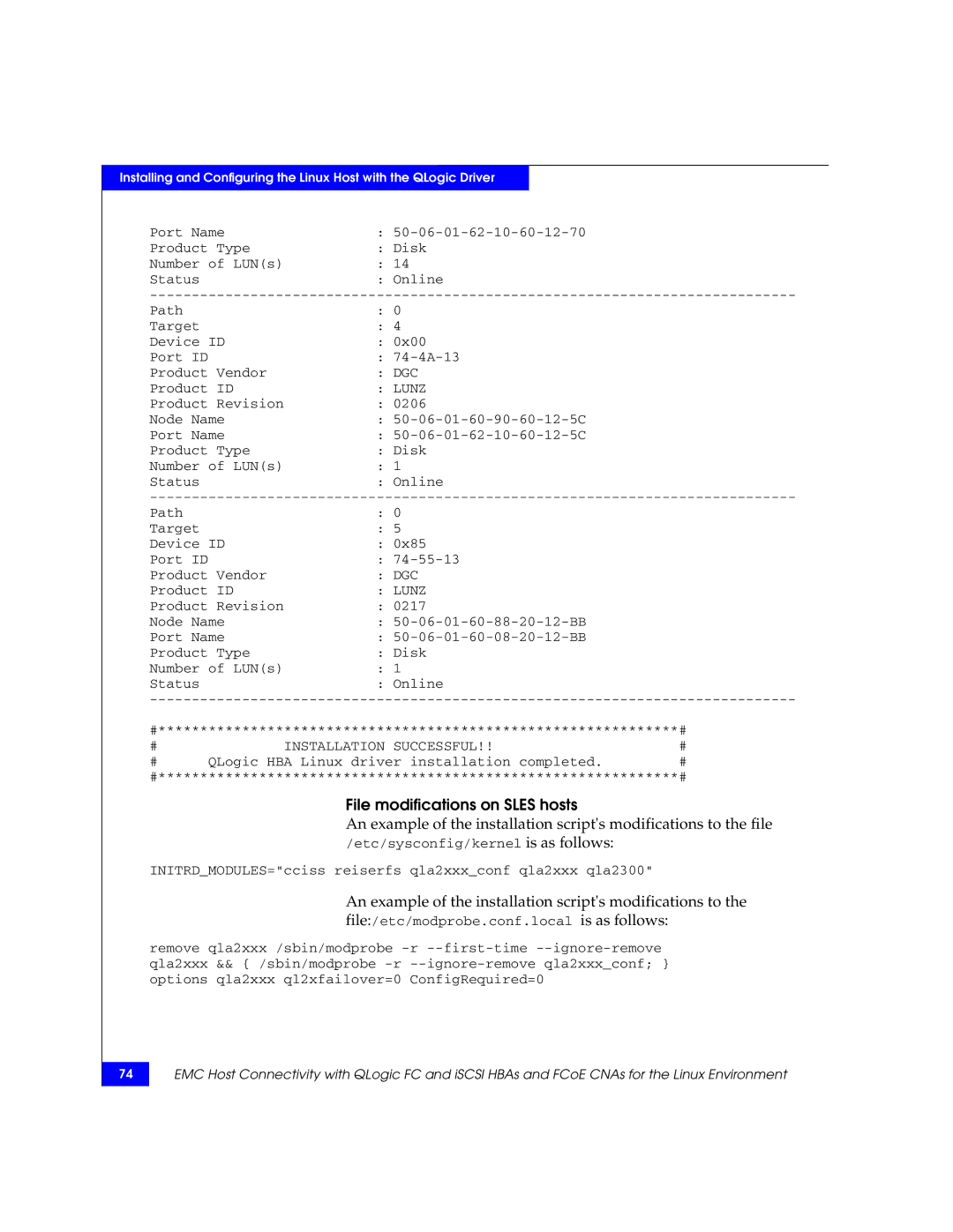 EMC P/N 300-002-803 manual File modifications on Sles hosts 