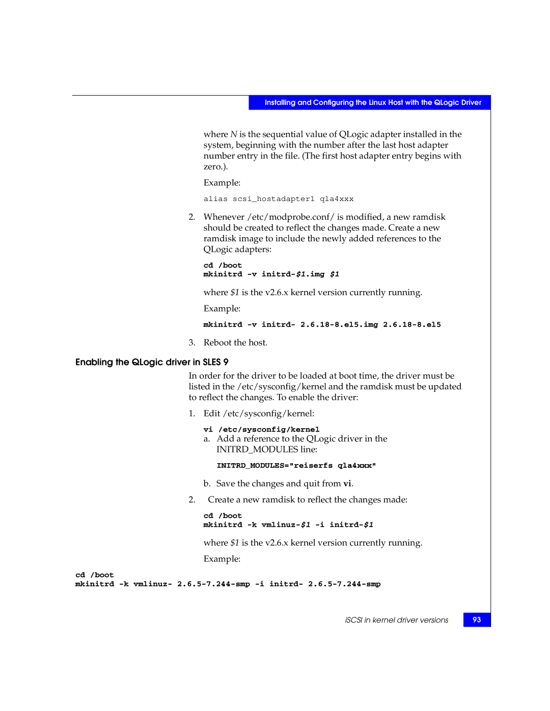 EMC P/N 300-002-803 manual Vi /etc/sysconfig/kernel 