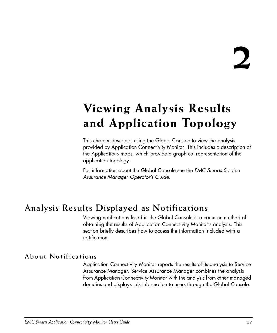 EMC P/N 300-002-867 manual Viewing Analysis Results and Application Topology, Analysis Results Displayed as Notifications 