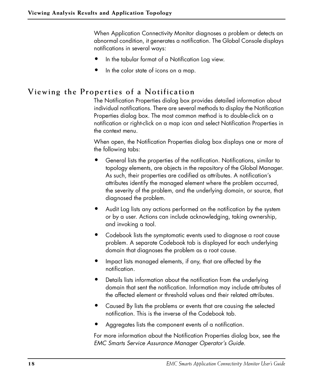 EMC P/N 300-002-867 manual Viewing the Properties of a Notification, Viewing Analysis Results and Application Topology 