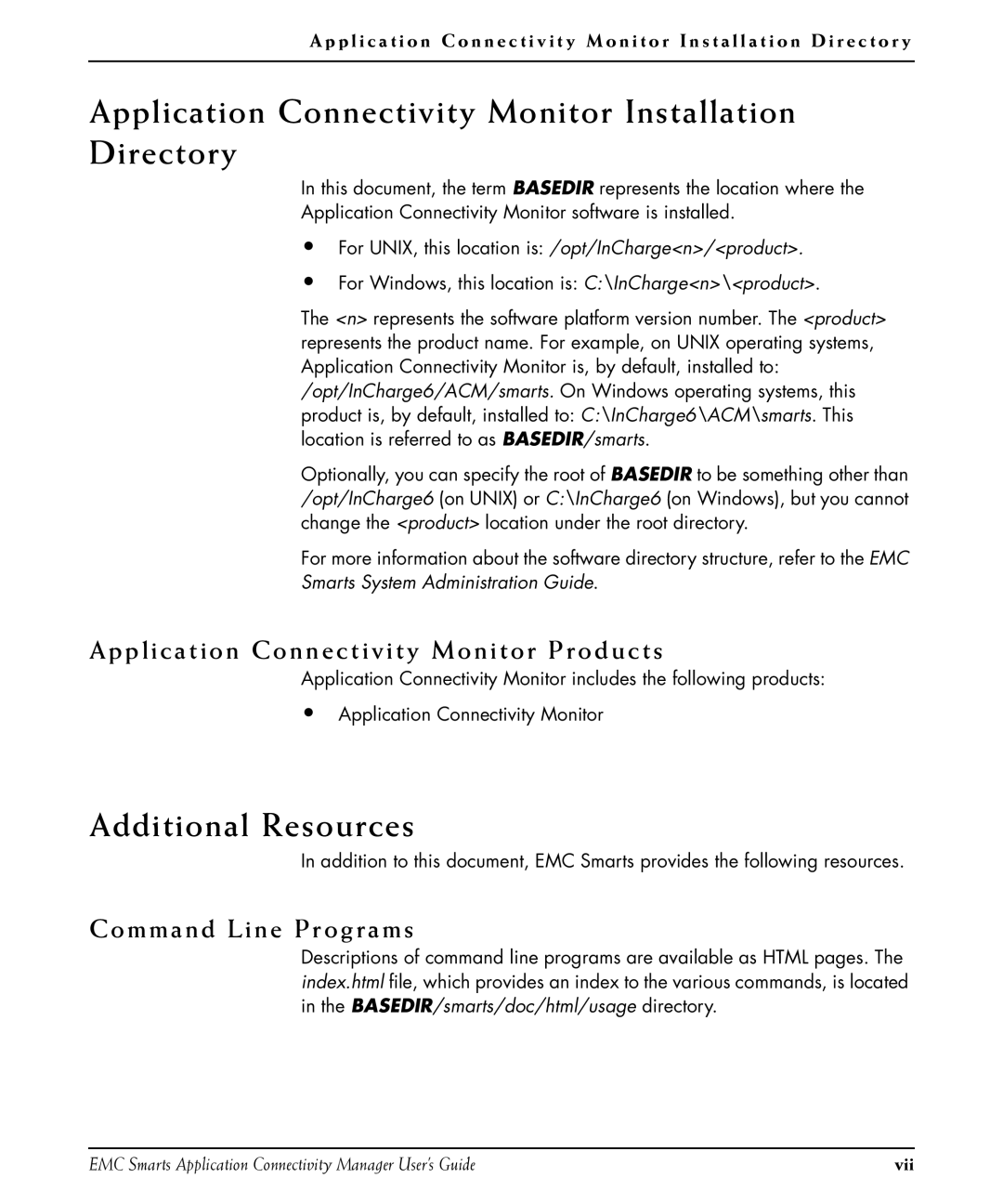 EMC P/N 300-002-867 Application Connectivity Monitor Installation Directory, Additional Resources, Command Line Programs 