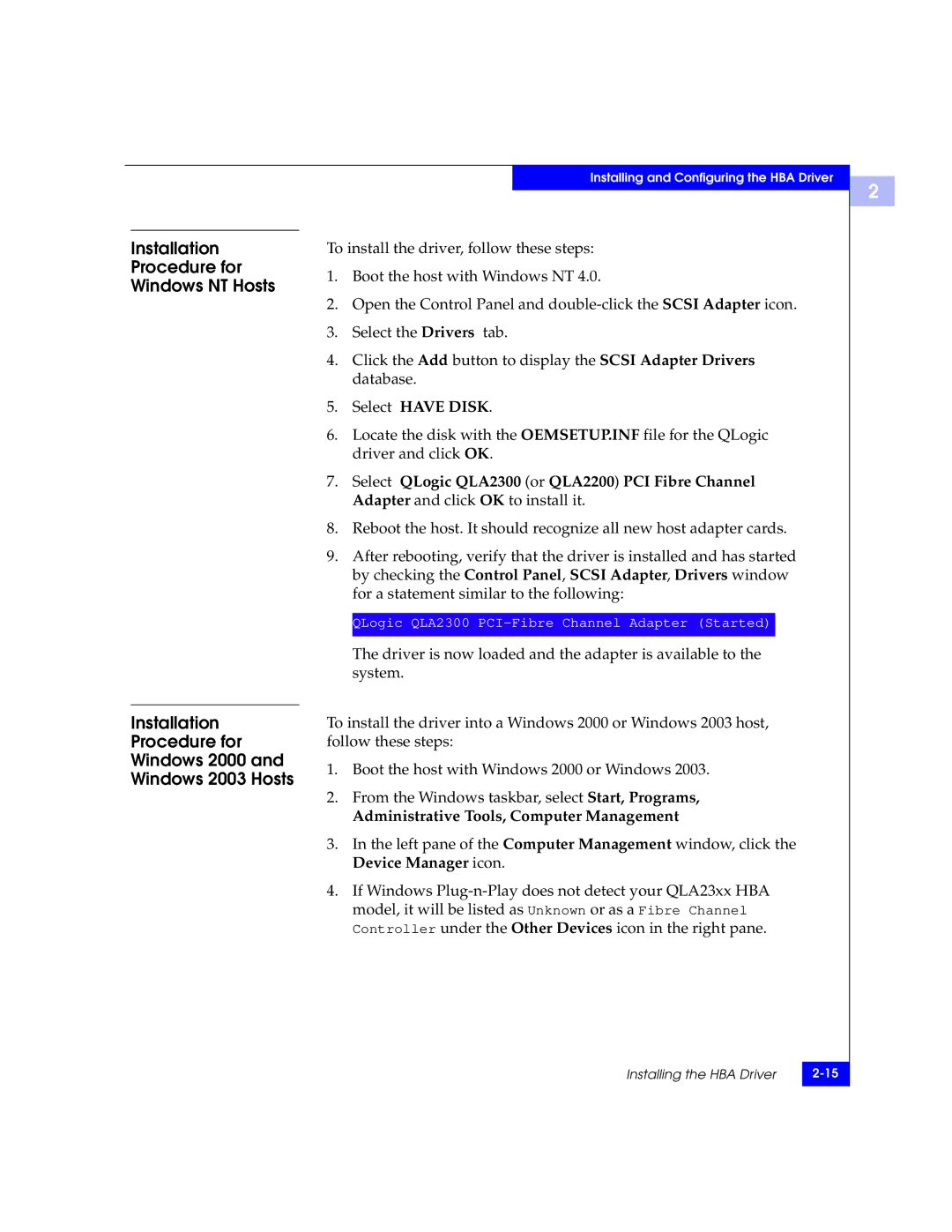 EMC QLA22xx, QLA23xx manual Select have Disk, Administrative Tools, Computer Management 