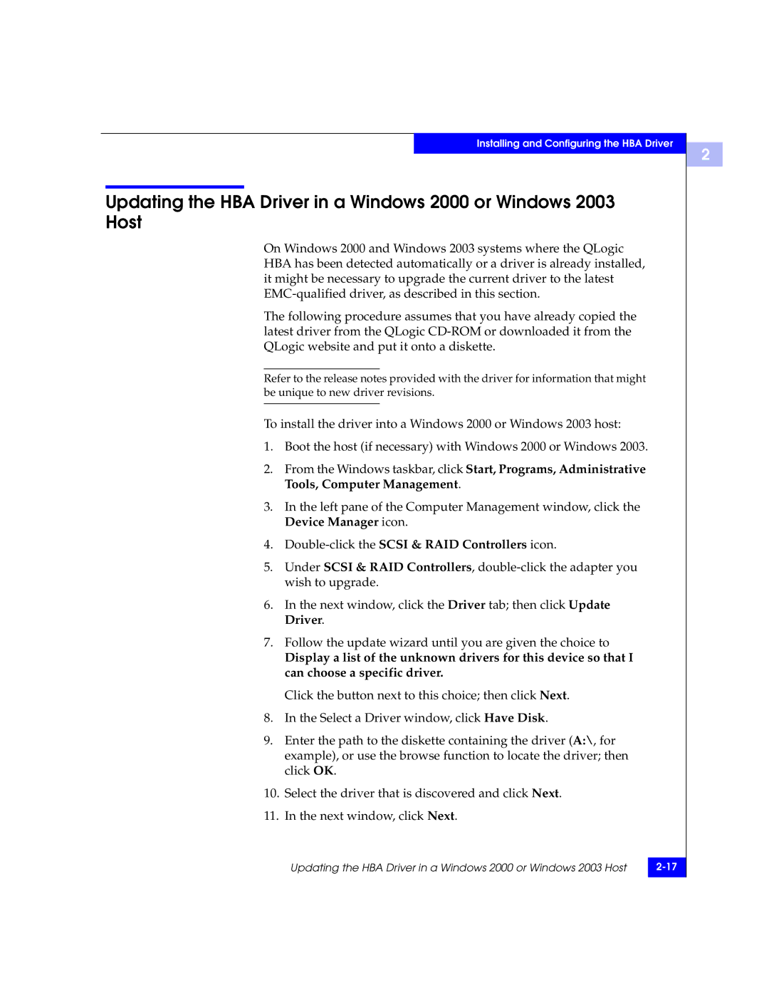 EMC QLA22xx, QLA23xx manual Double-click the Scsi & RAID Controllers icon 