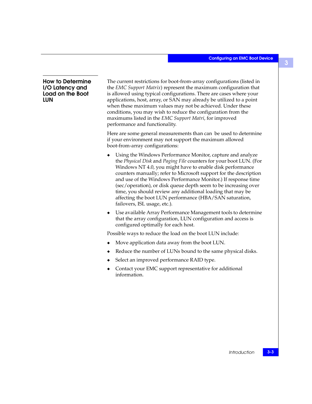 EMC QLA22xx, QLA23xx manual How to Determine I/O Latency and Load on the Boot, Lun 