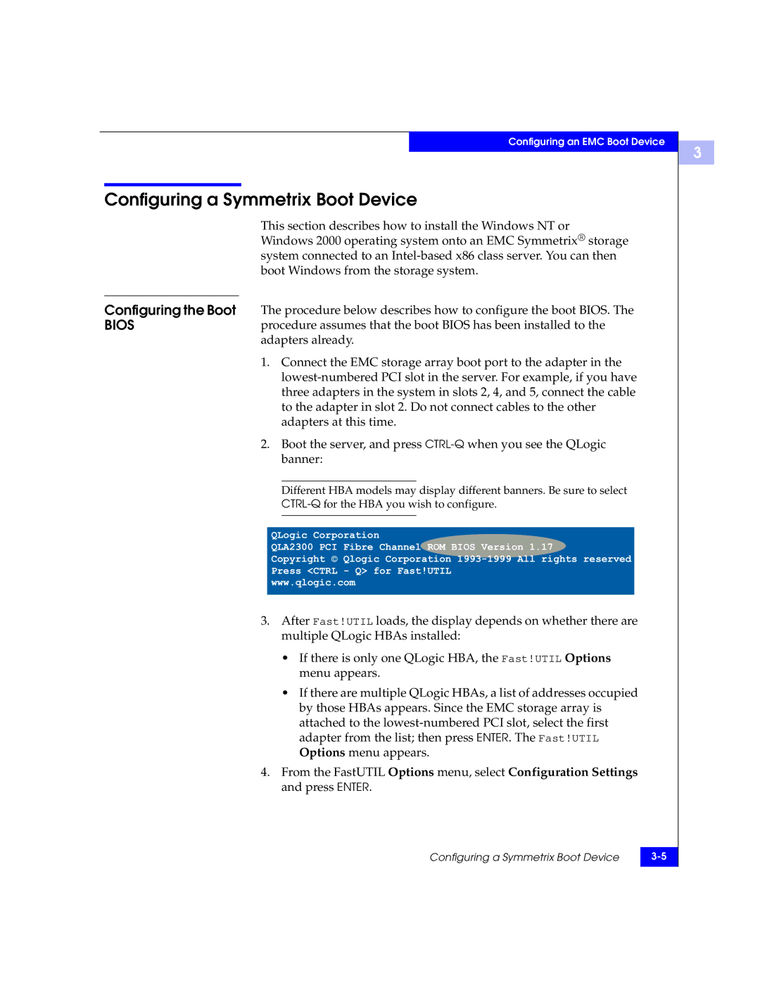 EMC QLA22xx, QLA23xx manual Configuring a Symmetrix Boot Device 