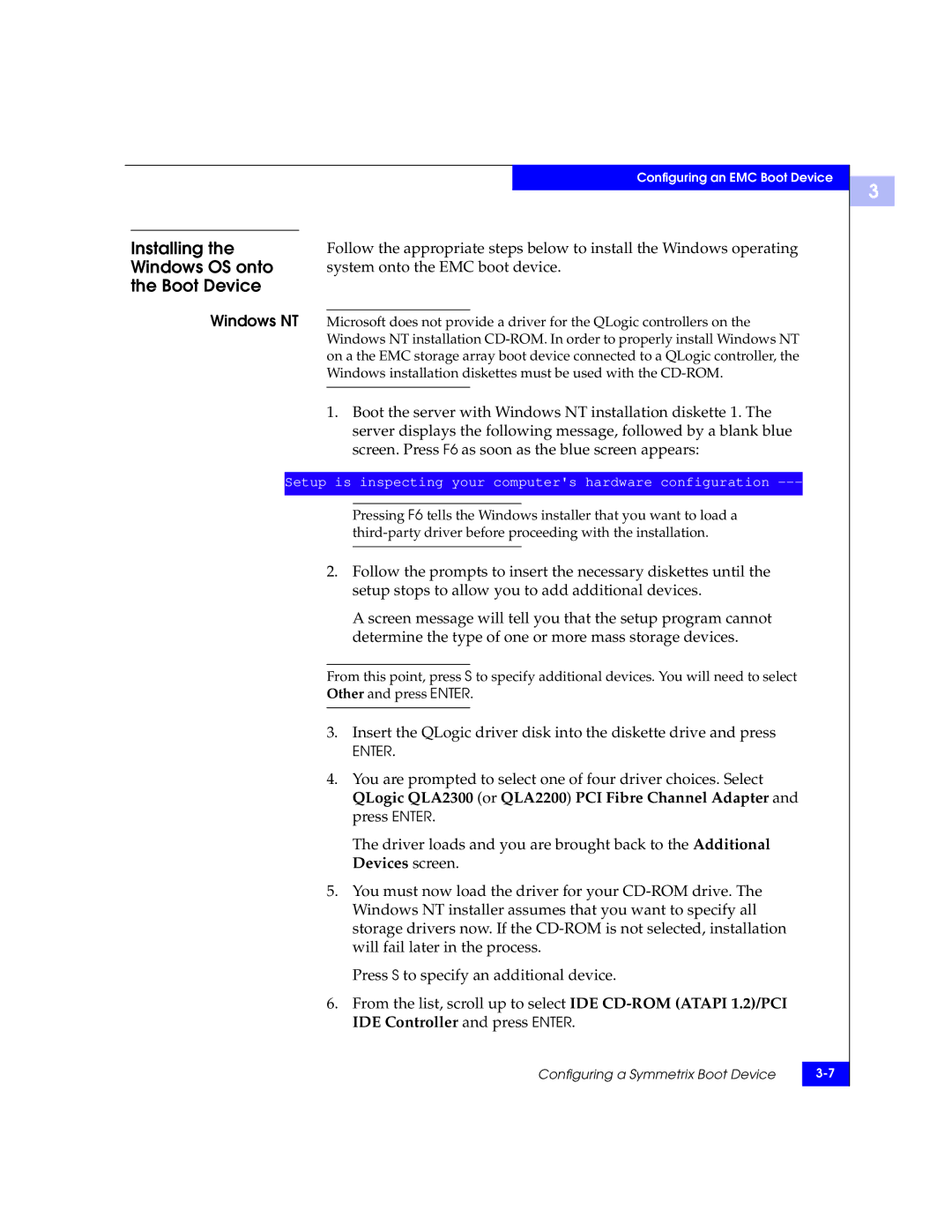 EMC QLA22xx, QLA23xx manual Installing, Windows OS onto, Boot Device, Windows NT 