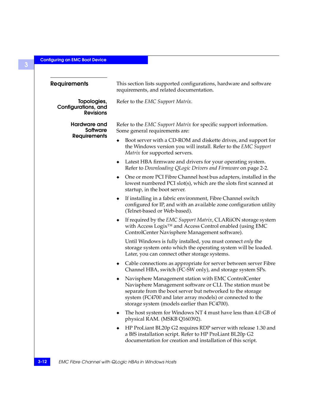 EMC QLA23xx, QLA22xx manual Requirements, and related documentation, Topologies 