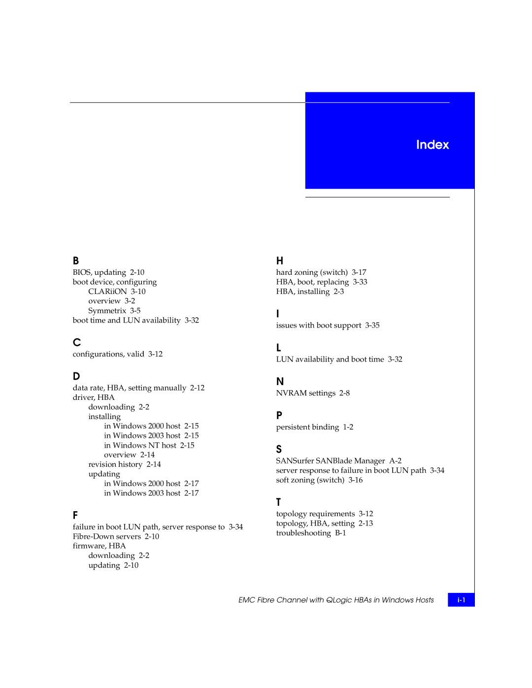 EMC QLA22xx, QLA23xx manual Index 