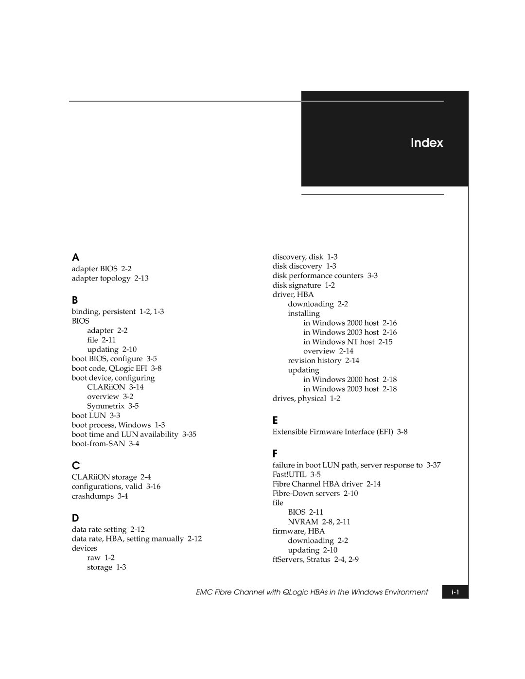 EMC QLogic manual Index 